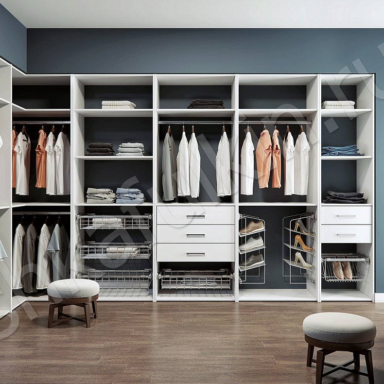 Гардеробная Скандинавия Белый Скандинавский  Гардеробная 