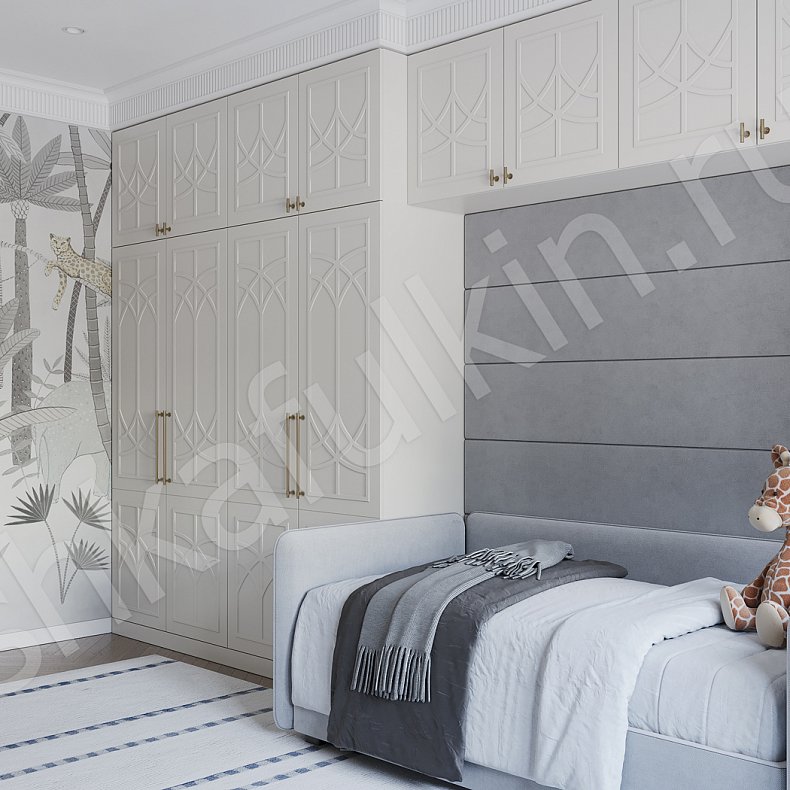 Изображение Детская Стефани Белый Неоклассика 2х створчатые Детская Для белья Для книг Для декора Для вещей 2