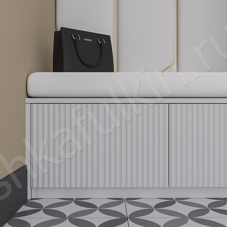 Прихожая Аврора Белый Цветной Синий Светлые Неоклассика 2х створчатые Прихожая Для вещей 6