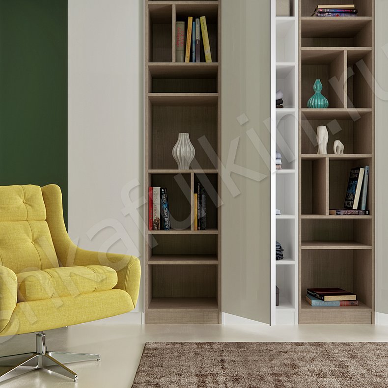 Изображение Корпусный распашной шкаф Белла Светлые Белый Современный 4х створчатые Гостиная Для вещей Для книг 4