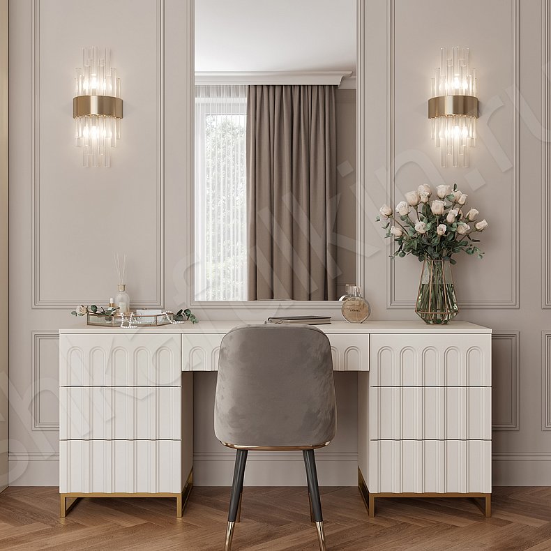 Изображение Гарнитур Командор Светлые Белый Цветной Синий Современный 6и створчатые Спальня Для белья Для декора Под ТВ Для вещей 13