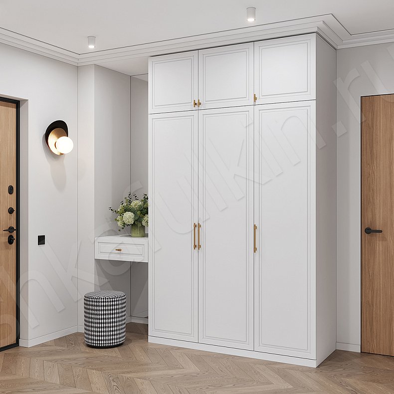 Прихожая Брикелл Белый Светлые Серый Неоклассика 3х створчатые Прихожая Для вещей 2