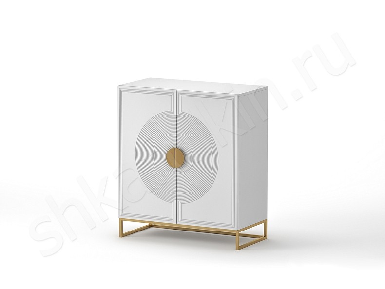 Изображение цвета Тумба Ришелье Белый Золото Светлые Неоклассика 2х створчатые Спальня Для вещей