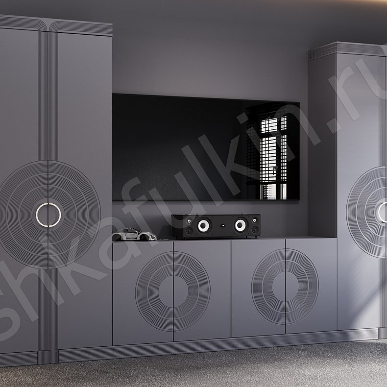 Гарнитур Атенза Серый Темные Современный 2х створчатые Гостиная Для вещей Для декора 1