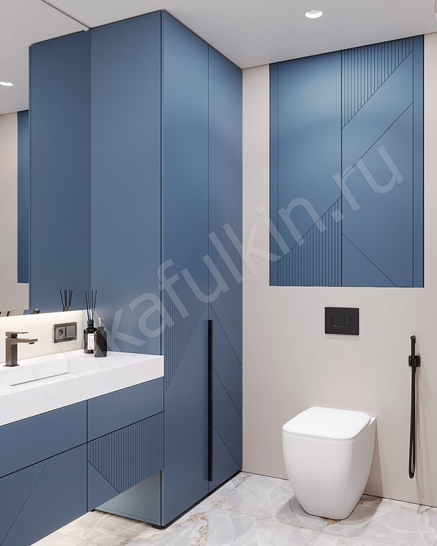 Мебель в санузел Неонелли Темные Синий Современный 2х створчатые  Для белья 3