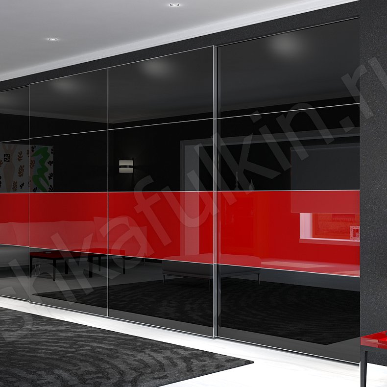 Изображение Встроенный шкаф-купе Тарантино Черный Цветной Красный Темные Модерн Спальня Для белья Для вещей 2