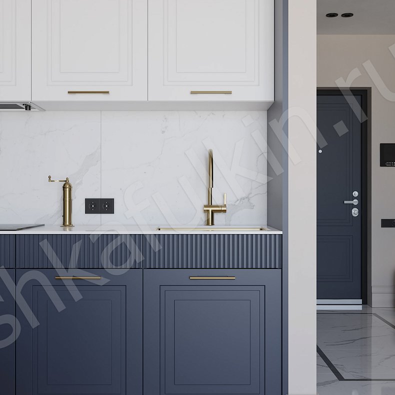 Изображение Кухня Люмьер Темные Синий Белый Неоклассика Для посуды 3