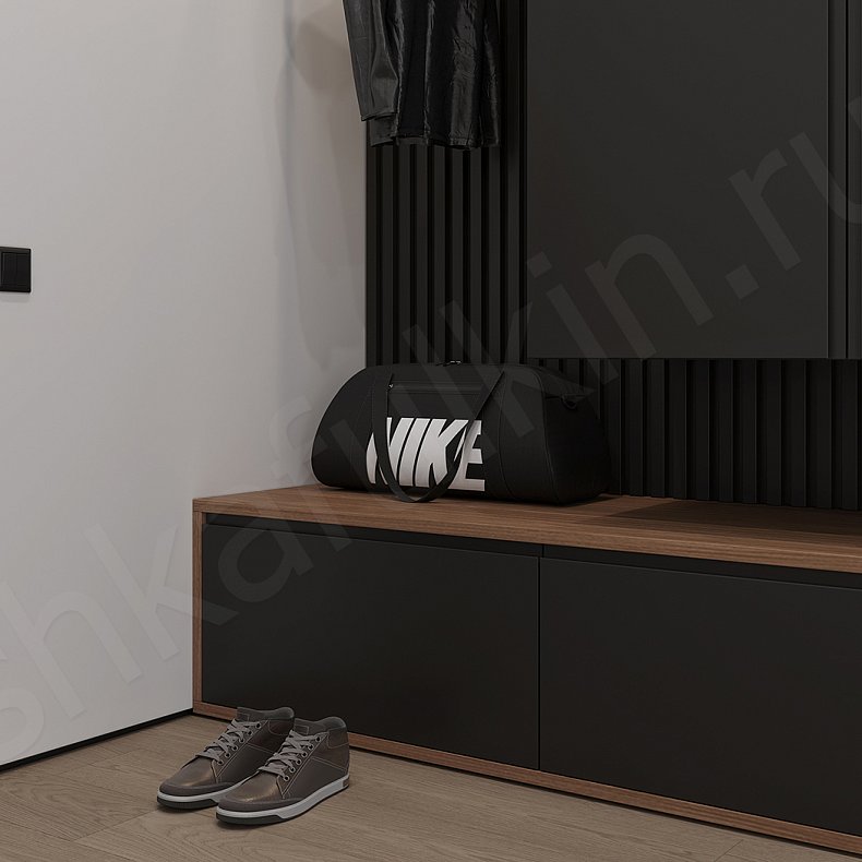 Прихожая Дафна Темные Древесный Черный Современный 3х створчатые Прихожая Для вещей 2