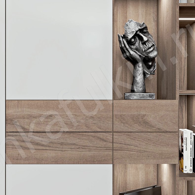 Шкаф Марвин Белый Коричневый Светлые Современный 4х створчатые Коридор Для книг Для декора Для вещей 5