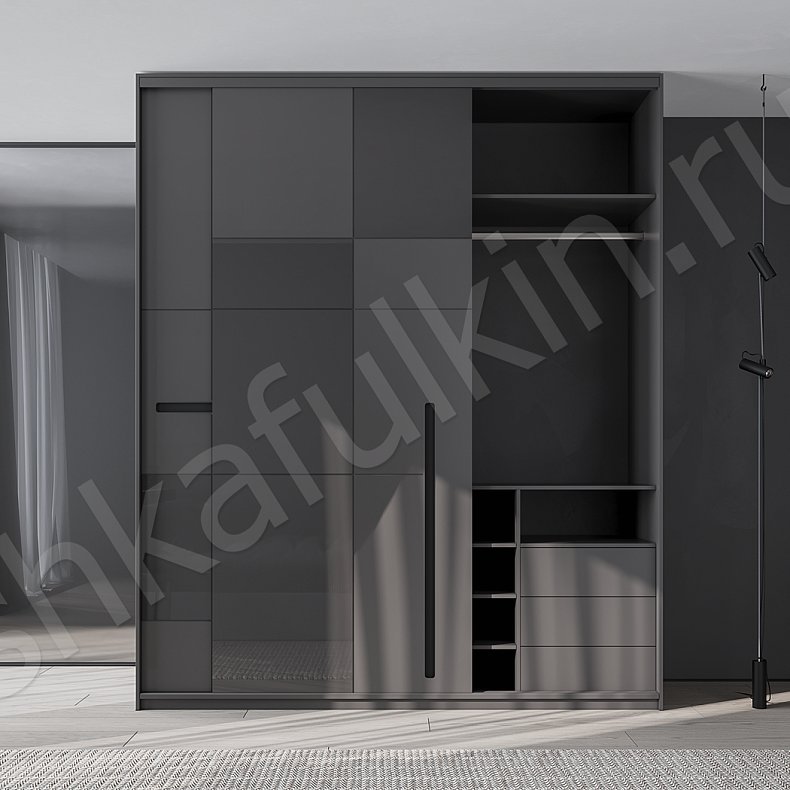 Шкаф-купе Авогадро Черный Современный 2х створчатые Спальня  2