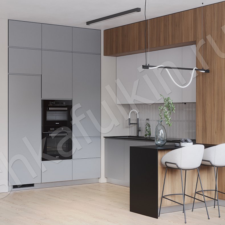 Кухня Феникс Светлые Серый Древесный Белый Современный   Для посуды