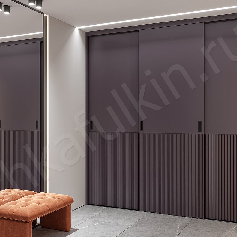 Шкаф-купе Брукс Серый Темные Современный 3х створчатые Коридор Для вещей