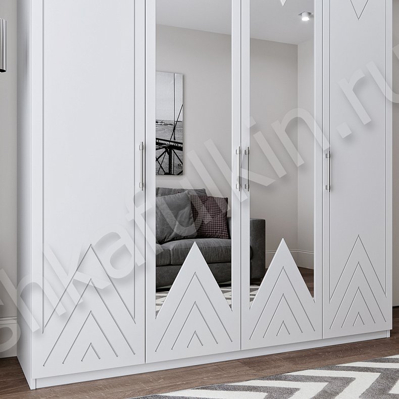 Изображение Шкаф Вигвам Белый Светлые Современный 4х створчатые Гостиная Для вещей 2