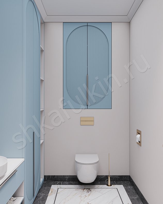 Мебель в ванную Скаволлини Синий Коричневый Светлые Неоклассика   Для вещей 4