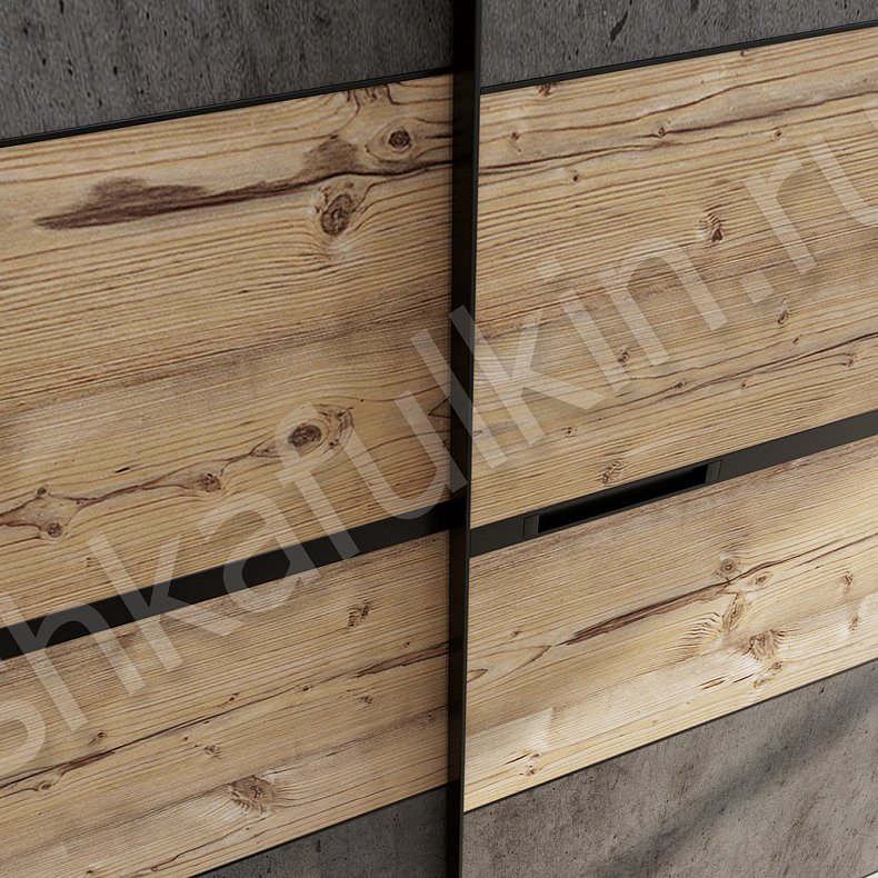 Изображение Шкаф-купе Чикаго Древесный Темные Серый Современный 4х створчатые Гостиная Для вещей 4