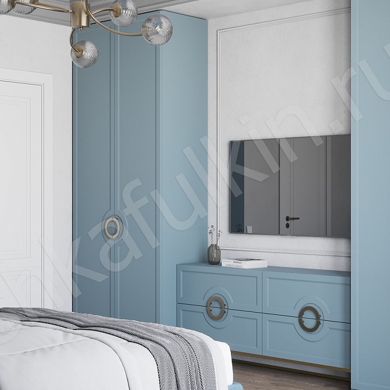 Гарнитур Сицилия Цветной Синий Неоклассика 2х створчатые Спальня Для вещей 1