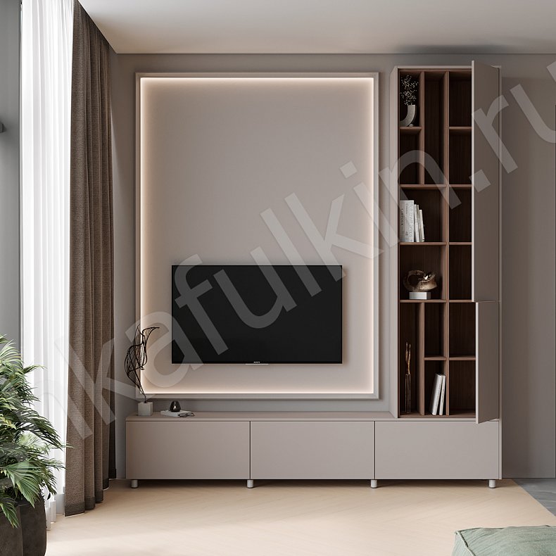 Изображение Стенка Харизма Светлые Коричневый Минимализм Гостиная Под ТВ Для посуды Для декора Для книг 4