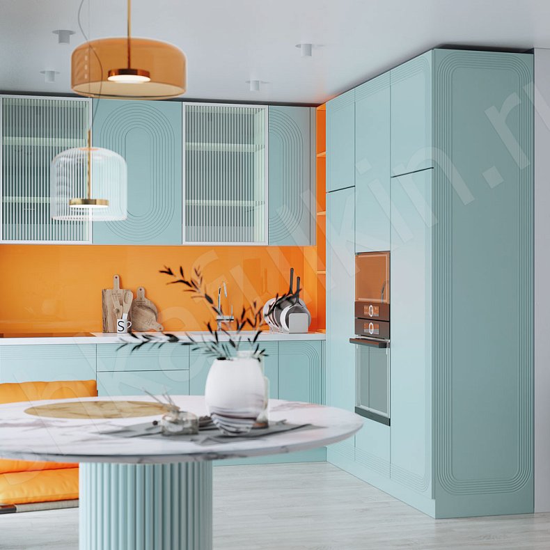 Изображение Кухня Дзен Цветной Синий Светлые Современный Для посуды 2