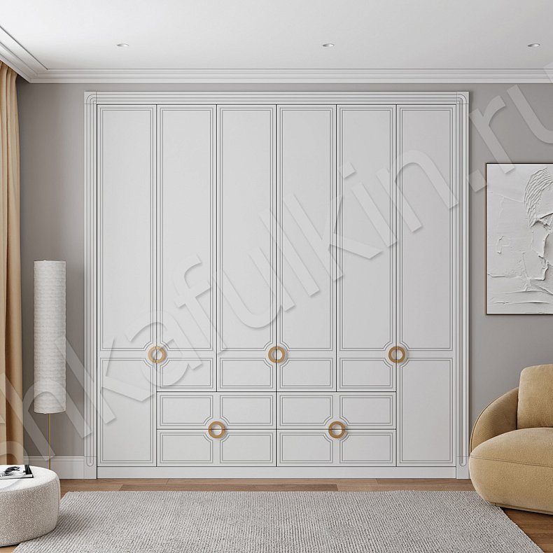 Изображение Шкаф Элисон Светлые Золото Белый Неоклассика 6и створчатые Спальня Для вещей 1