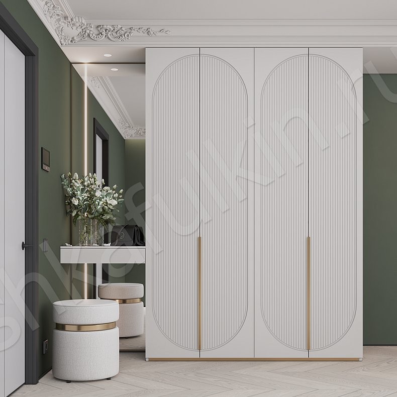 Прихожая Скаволлини с консолью Белый Цветной Светлые Зеленый Неоклассика 4х створчатые Прихожая Для вещей 3