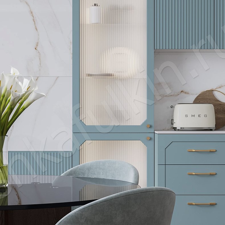 Кухня Санремо Синий Цветной Розовый Светлые Неоклассика   Для книг Для декора 9