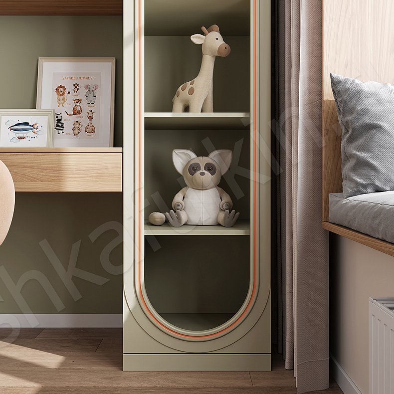 Детская Новелла Зеленый Светлые Древесный Современный 2х створчатые Детская Для декора Для книг Для белья 2