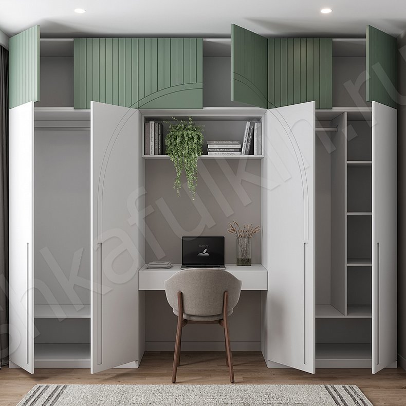 Изображение Гарнитур Эмеральд Белый Современный 2х створчатые Детская Для вещей Для книг 4