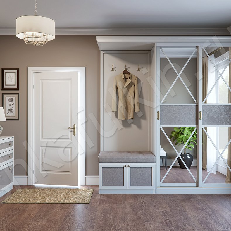 Прихожая Версаль Белый Светлые Классика 2х створчатые Прихожая Для вещей