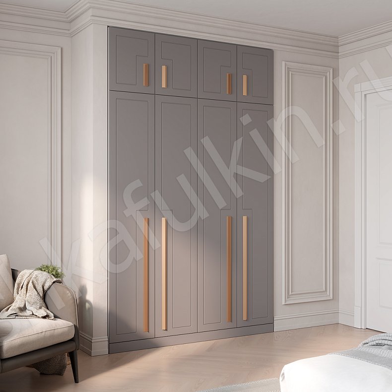 Шкаф Априори Серый Светлые Современный 4х створчатые Спальня Для вещей