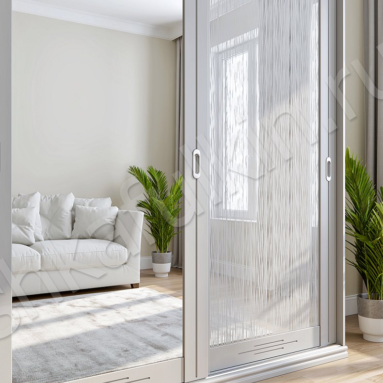 Изображение Корпусный шкаф-купе Сорус Светлые Серый Неоклассика 3х створчатые Гостиная Для вещей 2