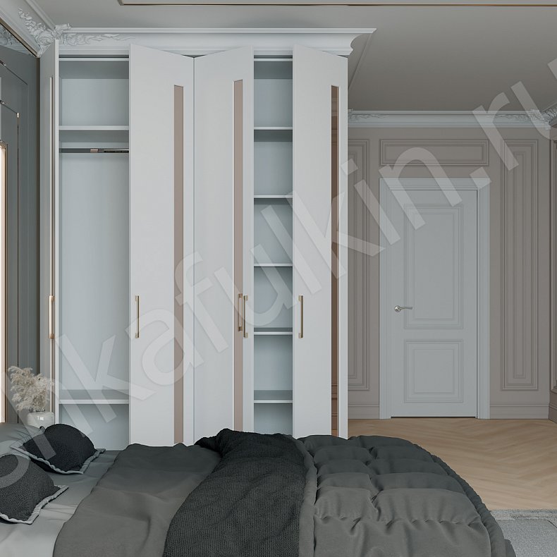 Шкаф Арнольд Светлые Белый Современный 4х створчатые Спальня Для вещей 2