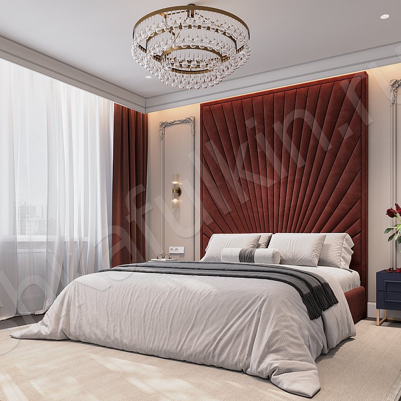 Изображение Гарнитур Маура Цветной Красный Синий Темные Неоклассика 2х створчатые Спальня Для белья Для вещей 9