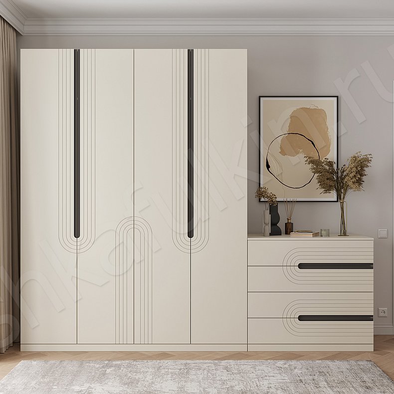 Изображение Гарнитур Сиквел Светлые Современный 4х створчатые Спальня Для вещей Для белья 1