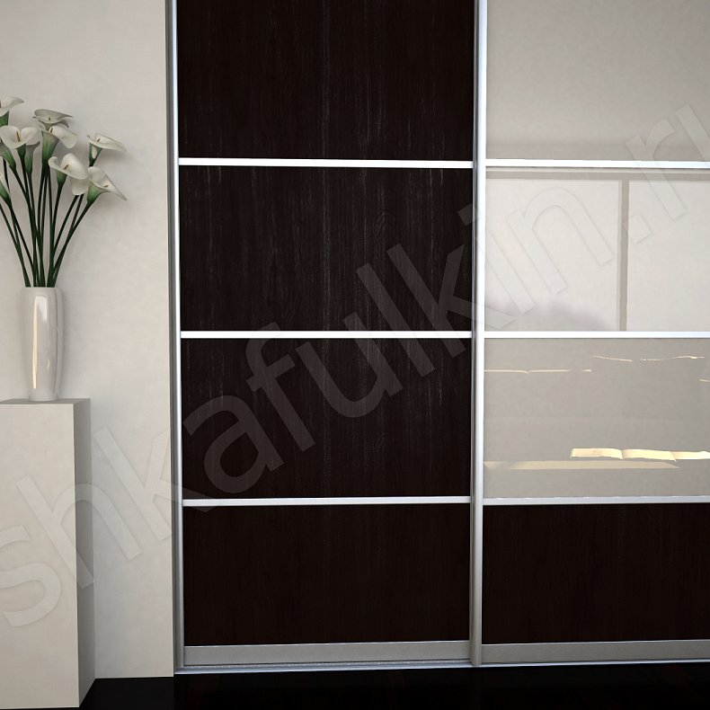 Изображение Встроенный шкаф-купе Стефано Черный Хай-тек 4х створчатые Гостиная Для вещей 1
