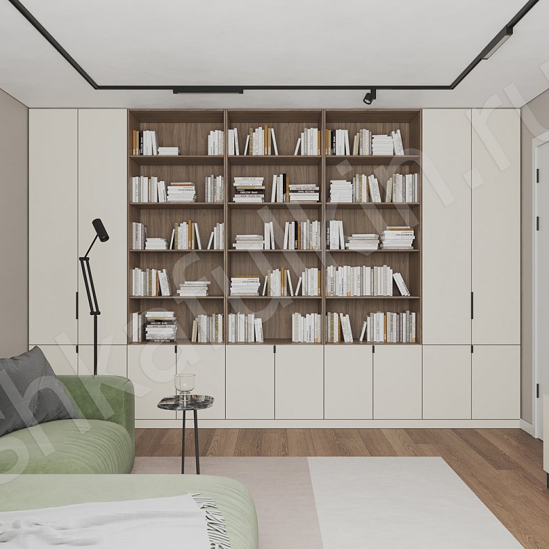 Шкаф с тумбой Арамис Коричневый Древесный Светлые Минимализм  Гостиная Для книг Для декора Для посуды Для вещей 1