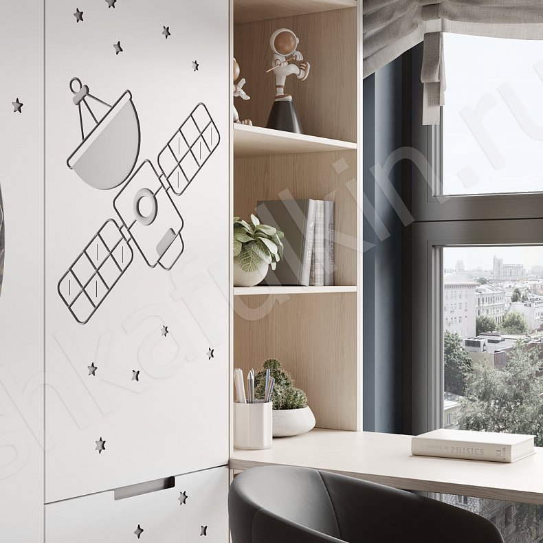 Изображение Детская Каллисто Белый Современный 4х створчатые Детская Для вещей Для книг 4