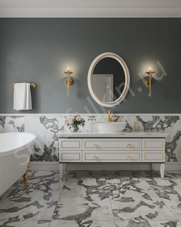 Тумба в ванную Вицента Светлые Коричневый Белый Неоклассика   Для вещей 1