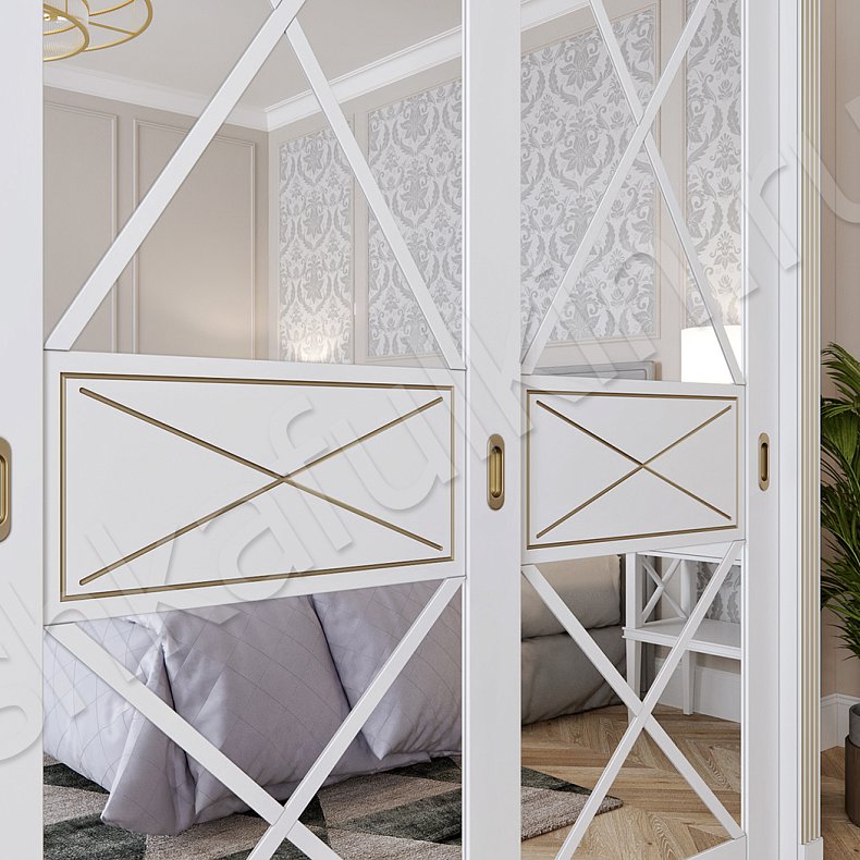 Корпусный шкаф-купе Мио Белый Классика 2х створчатые Спальня  3