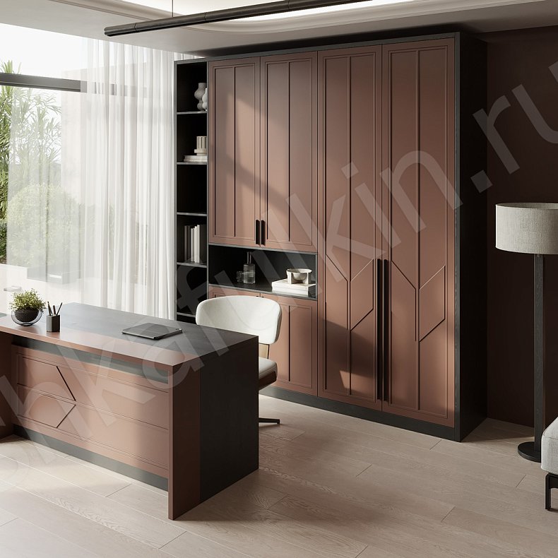 Изображение Кабинет Урман Древесный Современный 2х створчатые Гостиная Для вещей Для книг 5