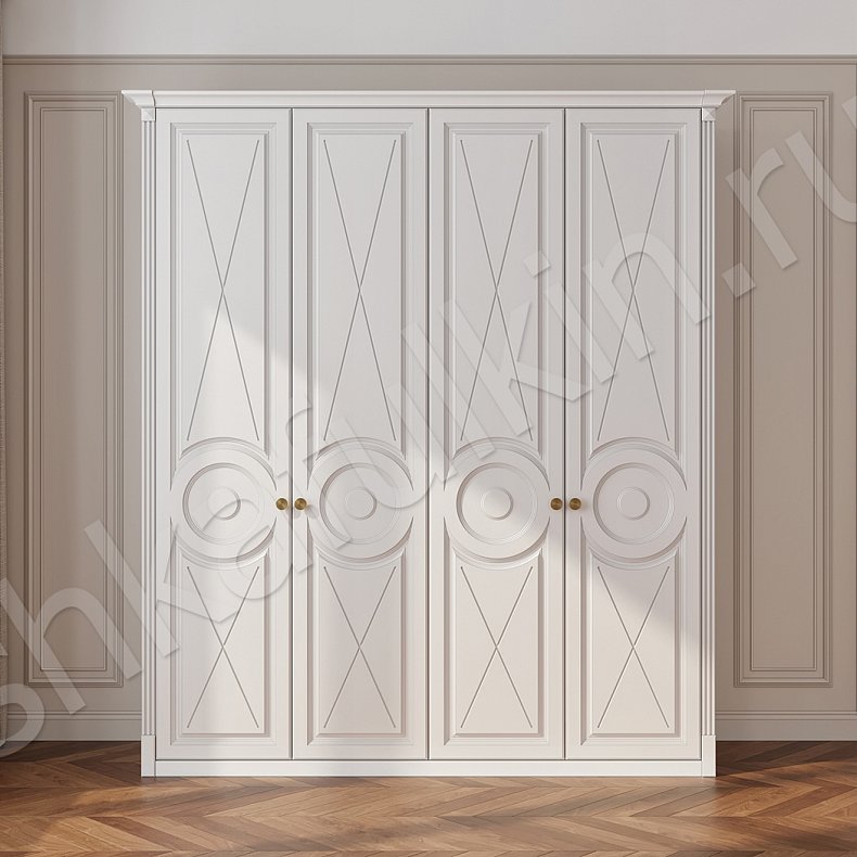 Шкаф Альберто Белый Неоклассика 4х створчатые Гостиная Для вещей 1