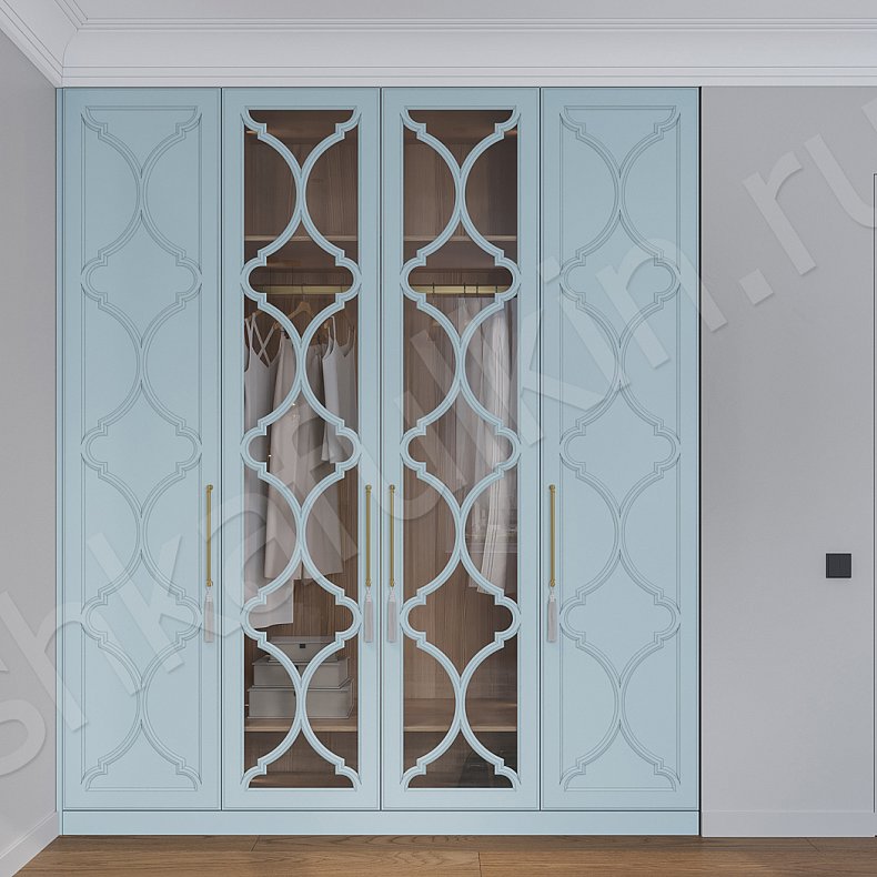 Гарнитур Айлин Белый Коричневый Светлые Темные Неоклассика 4х створчатые Спальня Для белья Для вещей 4