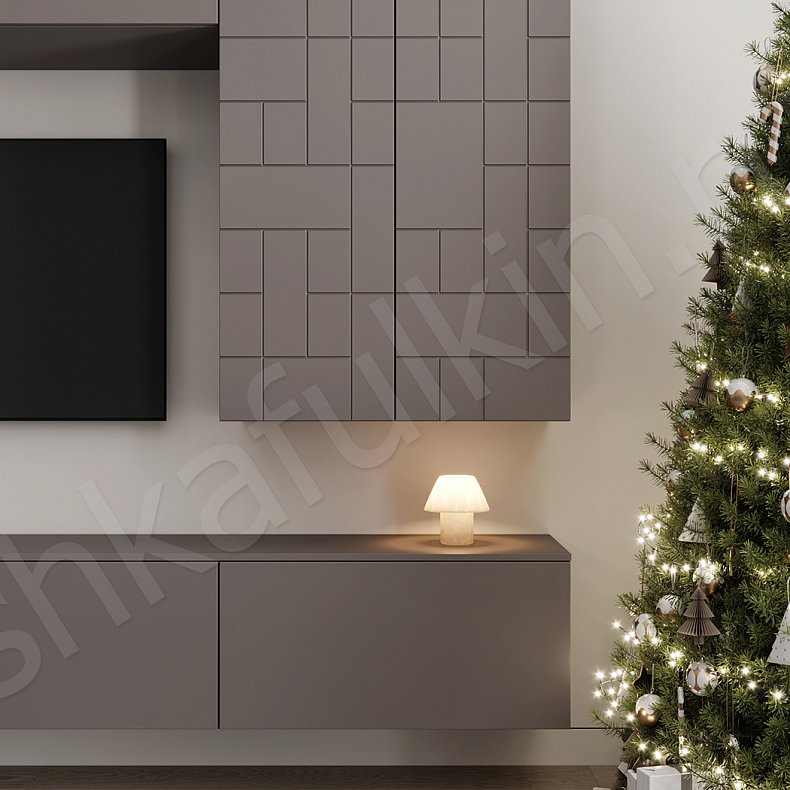 Изображение Стенка Честер Темные Серый Современный 4х створчатые Гостиная Для книг Под ТВ 5