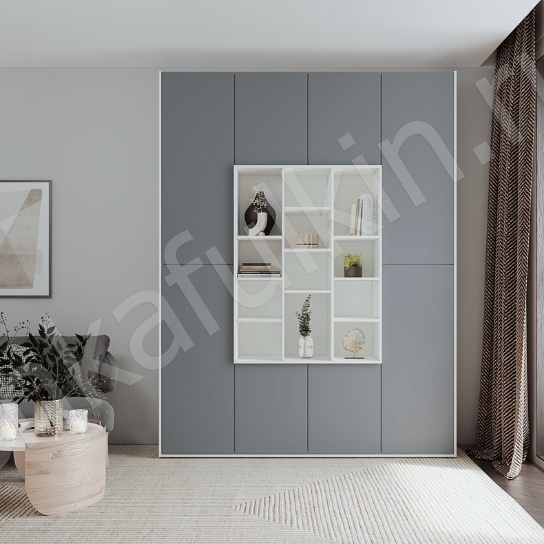 Шкаф Томми Светлые Серый Древесный Черный Белый Минимализм 2х створчатые Гостиная Для вещей Для посуды Для декора Для книг 1