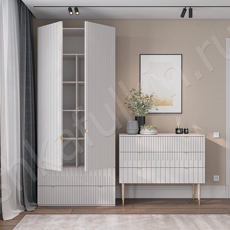 Гарнитур Кавалли Белый Модерн 2х створчатые Спальня Для вещей 5