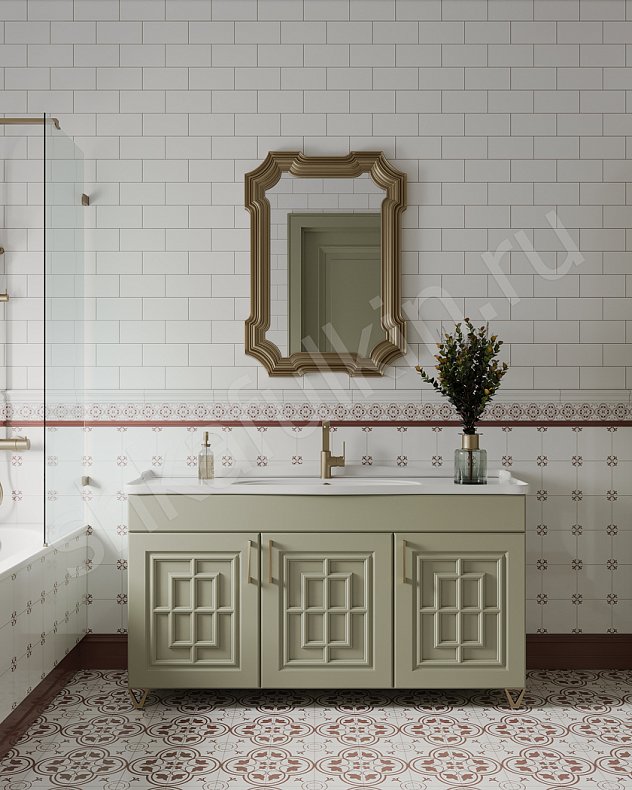 Мебель в ванную Антида Зеленый Светлые Цветной Неоклассика   Для вещей