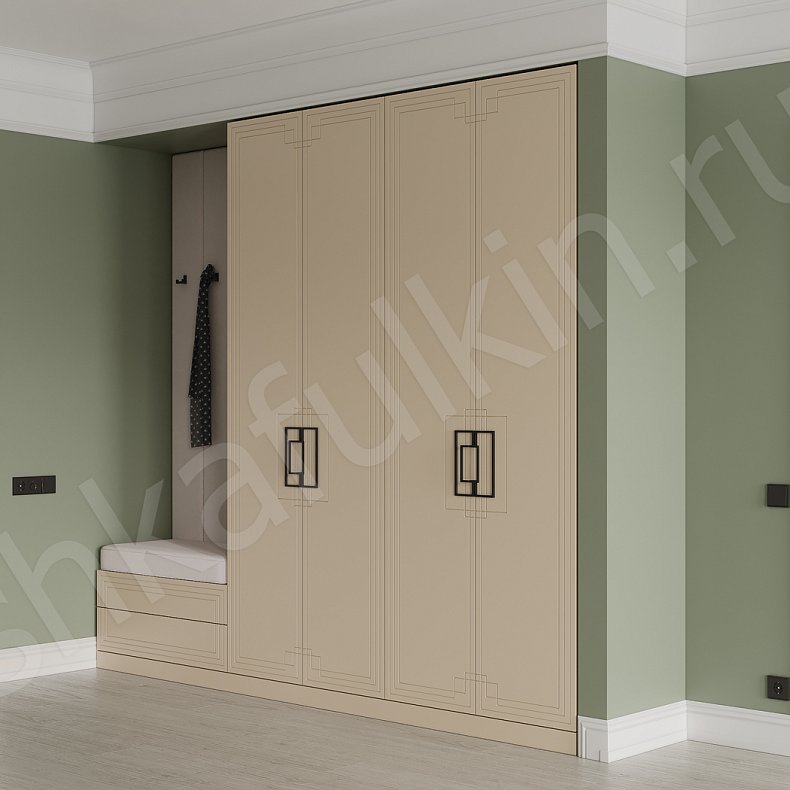 Прихожая Метрополитан Цветной Коричневый Темные Зеленый Неоклассика 4х створчатые Прихожая Для вещей 2