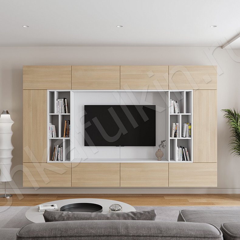 Изображение Стенка Нельсон Светлые Черный Древесный Серый Темные Минимализм Гостиная Для книг Для декора Для посуды Под ТВ 3