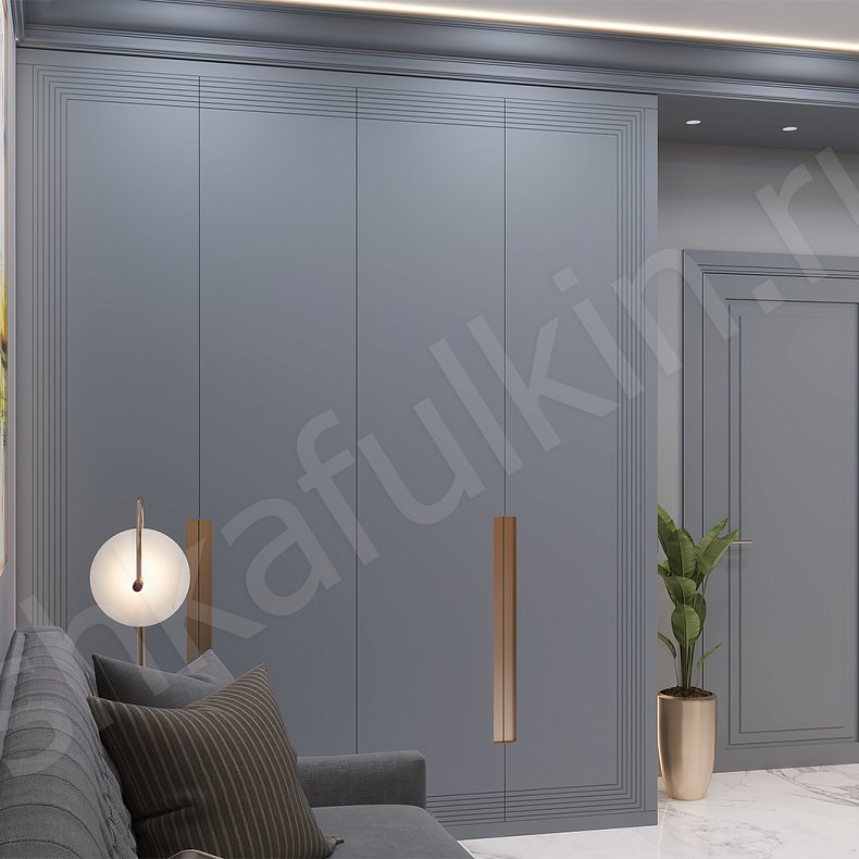 Изображение Шкаф Сильвер Серый Темные Минимализм 4х створчатые Гостиная Для вещей 2