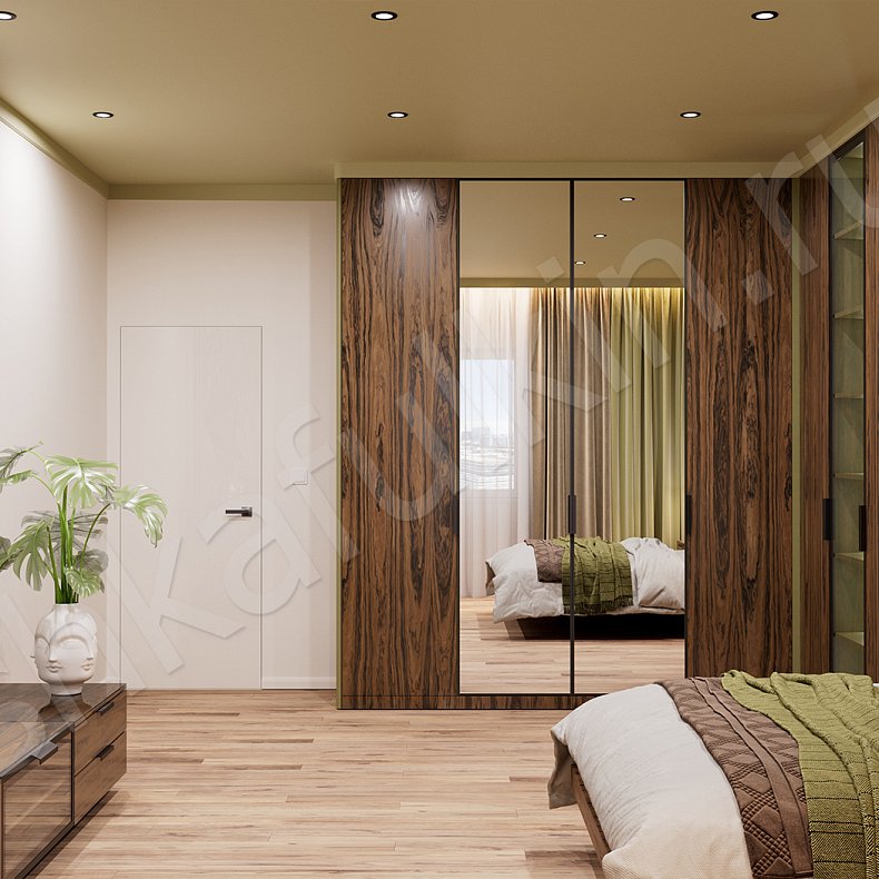 Угловой шкаф Витторио Зеленый Темные Древесный Современный  Спальня Для вещей Для белья 2