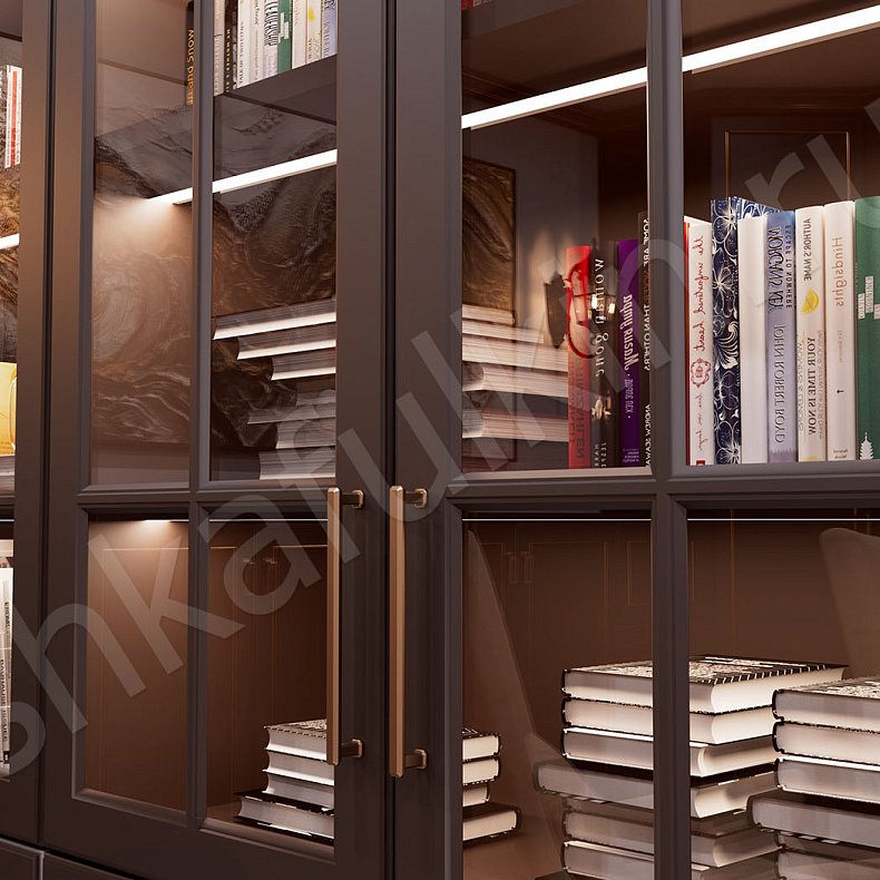 Библиотека Караваджио Темные Древесный Неоклассика  Спальня Для посуды Для декора Для книг 8